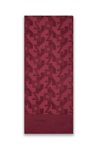 Geometrik Desenli Bordo Şal 0034