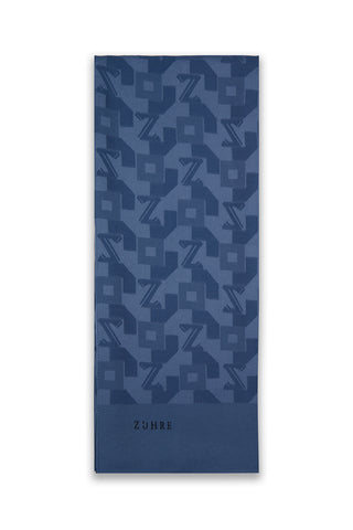 Geometrik Desenli Indigo Şal 0034