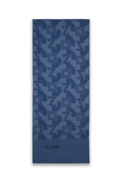 Geometrik Desenli Indigo Şal 0034