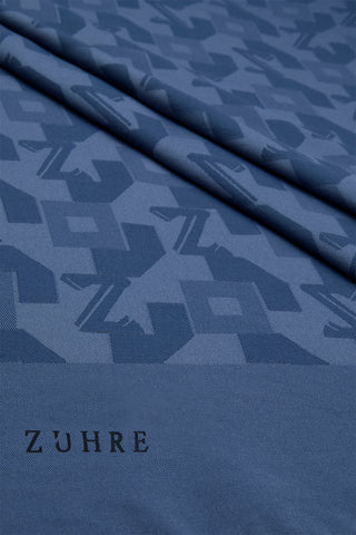 Geometrik Desenli Indigo Şal 0034