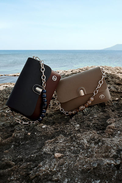 Beaded Detail Hand and Shoulder Bag, Mink Bag 0038