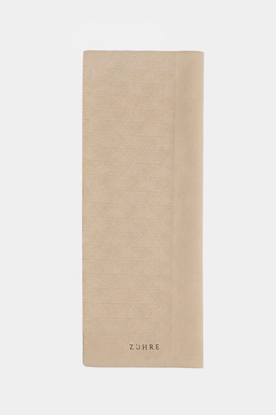 Geometrik Desenli Jakarlı Bej Şal 0050