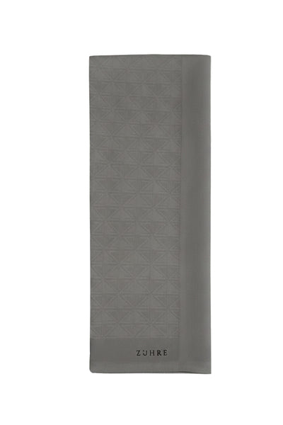Geometrik Desenli Jakarlı Gri Şal 0050