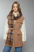 Camel Vest with Belt and Pocket Details 0097