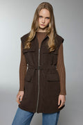 Belted Pocket Detail Khaki Vest 0097