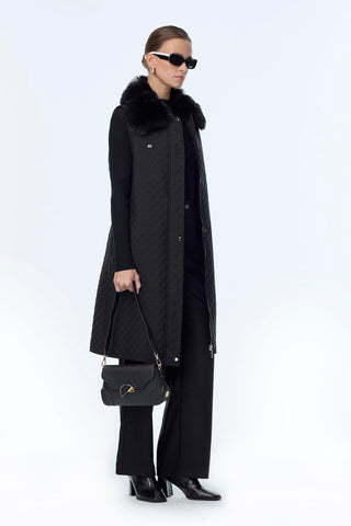 Fur Collar Belted Vest Black Vest 0098