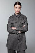 Patterned Shirt with Pocket Detail, Coffee Blouse/Shirt 0117