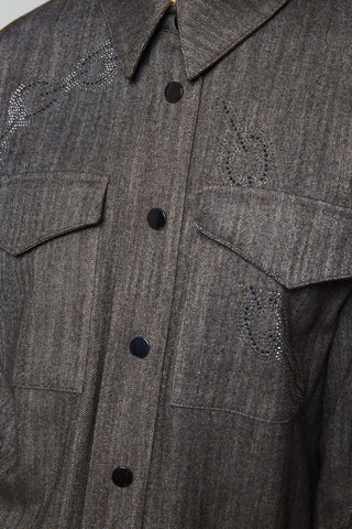 Desenli Cep Detaylı Gömlek