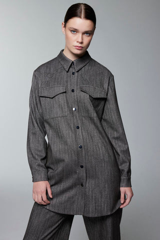 Patterned Shirt with Pocket Detail, Coffee Blouse/Shirt 0117