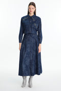 Patterned Shirt with Pocket Detail, Navy Blue Blouse/Shirt 0117