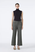 Wide Leg Khaki Trousers with Elastic Waistband 0136