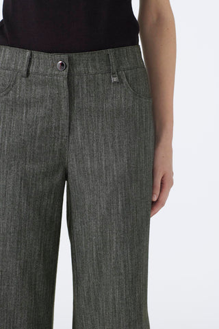Wide Leg Khaki Trousers with Elastic Waistband 0136