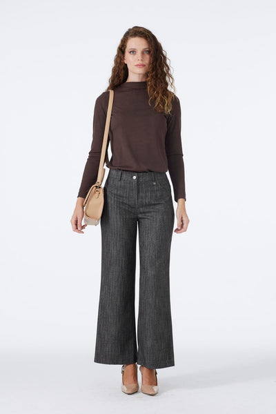 Beli Lastikli Geniş Paça Kahve Pantolon 0136