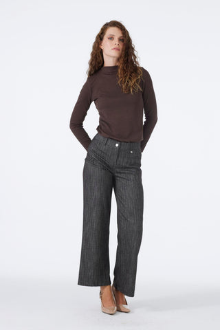 Beli Lastikli Geniş Paça Kahve Pantolon 0136