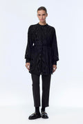 Patterned Balloon Sleeve Blouse Black Blouse/Shirt 0137