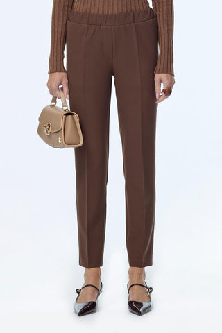 Dar Paça Beli Lastikli Kumaş Kahve Pantolon 0148