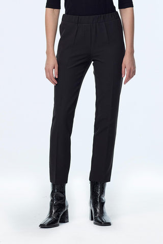 Dar Paça Beli Lastikli Kumaş Siyah Pantolon 0148