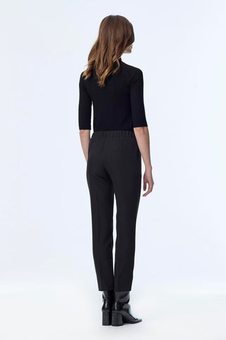 Dar Paça Beli Lastikli Kumaş Siyah Pantolon 0148