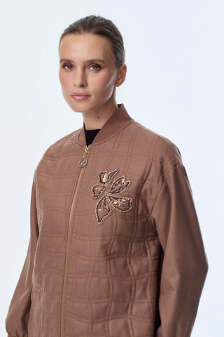 Kapitone Desenli Fermuarlı Ceket Mocha Ceket 0150