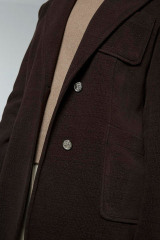 Double-Breasted Brown Jacket with Belt Detail 0170