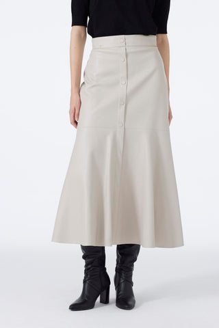 Button-Look Leather Stone Skirt 0194