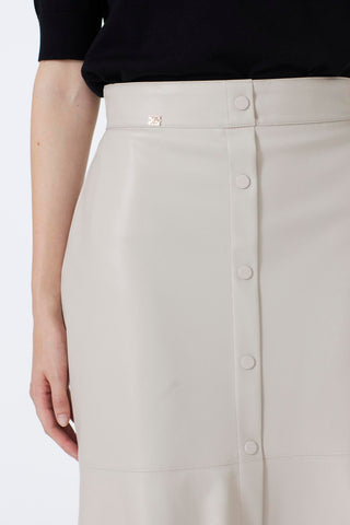 Button-Look Leather Stone Skirt 0194