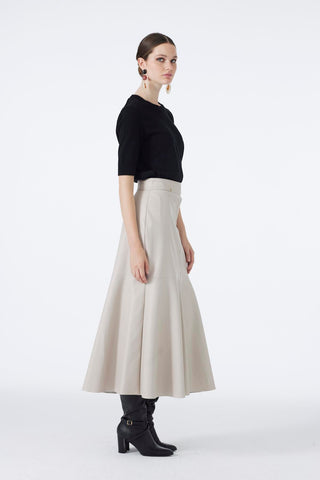 Button-Look Leather Stone Skirt 0194
