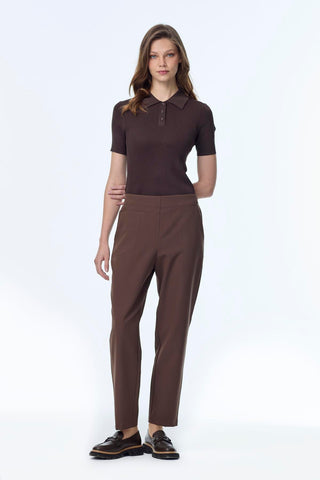 Beli Lastikli Sigaret Kahve Pantolon 0199