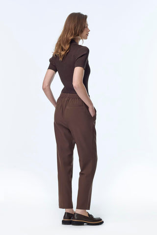 Beli Lastikli Sigaret Kahve Pantolon 0199