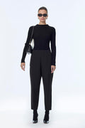 Black Cigarette Pants with Elastic Waistband 0199