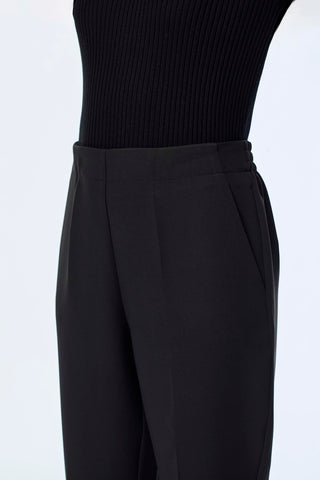 Black Cigarette Pants with Elastic Waistband 0199
