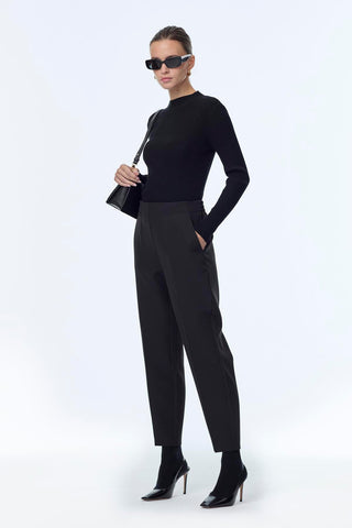 Black Cigarette Pants with Elastic Waistband 0199