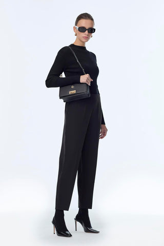 Black Cigarette Pants with Elastic Waistband 0199