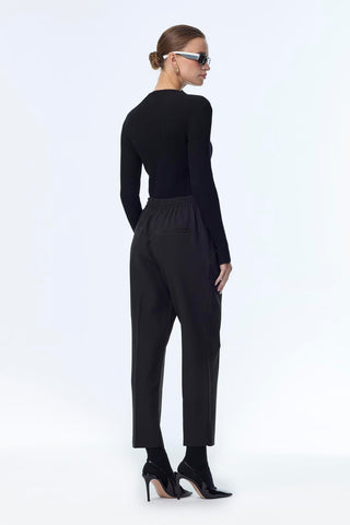 Black Cigarette Pants with Elastic Waistband 0199