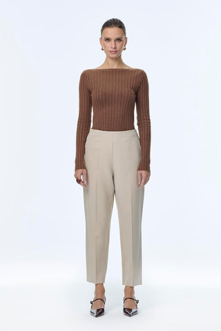 Elastic Waist Cigarette Mink Trousers 0199