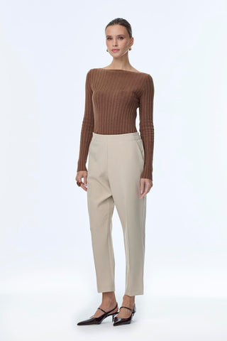 Elastic Waist Cigarette Mink Trousers 0199