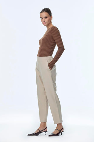 Elastic Waist Cigarette Mink Trousers 0199