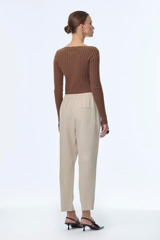 Elastic Waist Cigarette Mink Trousers 0199