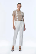 Yüksek Bel Kumaş Ekru Pantolon 0200