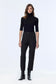 High Waist Fabric Black Trousers 0200