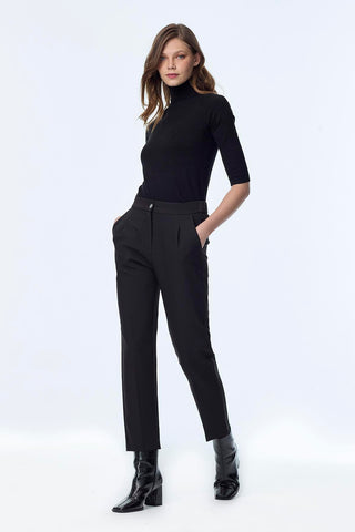 Yüksek Bel Kumaş Siyah Pantolon 0200