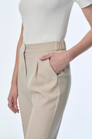 High Waist Fabric Mink Trousers 0200