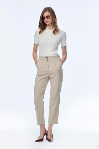 Yüksek Bel Kumaş Vizon Pantolon 0200