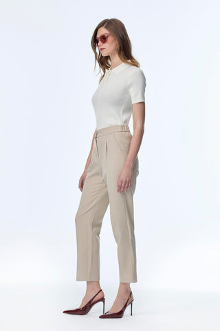 Yüksek Bel Kumaş Vizon Pantolon 0200