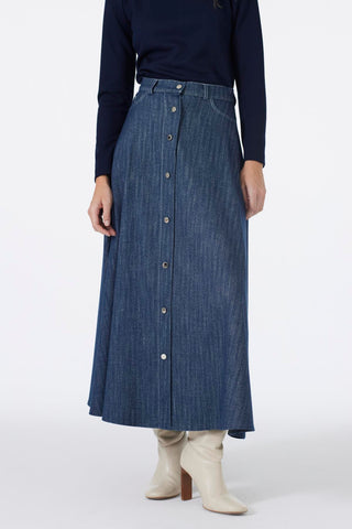 Button Detail Skirt Navy Blue Skirt 0201