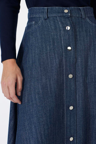 Button Detail Skirt Navy Blue Skirt 0201