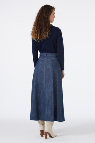 Button Detail Skirt Navy Blue Skirt 0201