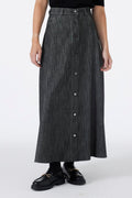 Button Detail Skirt Black Skirt 0201