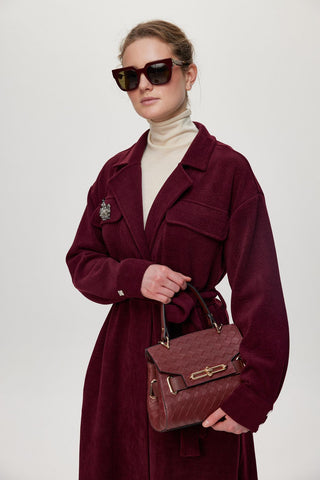 Broş Detaylı Kuşaklı Giy Çık Bordo Giy Çık 0217