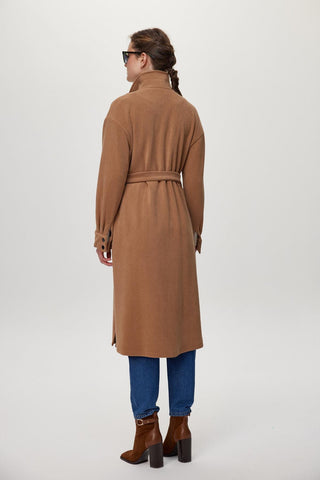 Broş Detaylı Kuşaklı Giy Çık Camel Giy Çık 0217